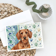 Load image into Gallery viewer, Wirehaired Red Dachshund Coastal Sea Glass Greeting Cards Pack of 8