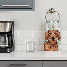 Load image into Gallery viewer, Wirehaired Red Dachshund Coastal Sea Glass Kitchen Towel
