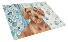Load image into Gallery viewer, Wirehaired Red Dachshund Coastal Sea Glass Glass Cutting Board