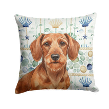 Load image into Gallery viewer, Wirehaired Red Dachshund Coastal Sea Glass Throw Pillow