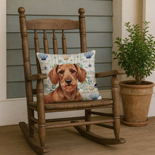 Load image into Gallery viewer, Wirehaired Red Dachshund Coastal Sea Glass Throw Pillow