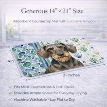Load image into Gallery viewer, Wirehaired Wild Boar Dachshund Coastal Sea Glass Dish Drying Mat