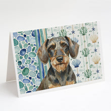 Load image into Gallery viewer, Wirehaired Wild Boar Dachshund Coastal Sea Glass Greeting Cards Pack of 8