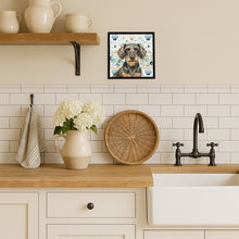 Load image into Gallery viewer, Wirehaired Wild Boar Dachshund Coastal Sea Glass Framed Metal Print