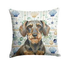 Load image into Gallery viewer, Wirehaired Wild Boar Dachshund Coastal Sea Glass Throw Pillow