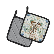 Load image into Gallery viewer, Liver Dalmatian Coastal Sea Glass Pair of Pot Holders