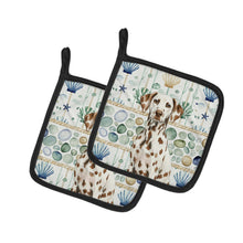 Load image into Gallery viewer, Liver Dalmatian Coastal Sea Glass Pair of Pot Holders