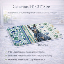 Load image into Gallery viewer, Blue Doberman Pinscher Coastal Sea Glass Dish Drying Mat