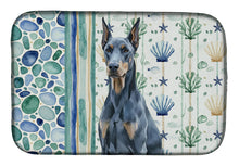 Load image into Gallery viewer, Blue Doberman Pinscher Coastal Sea Glass Dish Drying Mat
