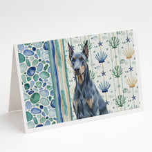 Load image into Gallery viewer, Blue Doberman Pinscher Coastal Sea Glass Greeting Cards Pack of 8