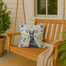 Load image into Gallery viewer, Blue Doberman Pinscher Coastal Sea Glass Throw Pillow