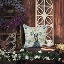 Load image into Gallery viewer, Blue Doberman Pinscher Coastal Sea Glass Throw Pillow