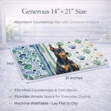 Load image into Gallery viewer, Doberman Pinscher Coastal Sea Glass Dish Drying Mat