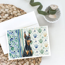 Load image into Gallery viewer, Doberman Pinscher Coastal Sea Glass Greeting Cards Pack of 8
