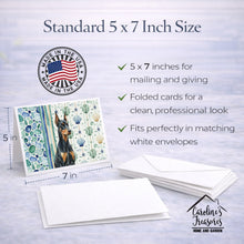 Load image into Gallery viewer, Doberman Pinscher Coastal Sea Glass Greeting Cards Pack of 8