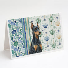 Load image into Gallery viewer, Doberman Pinscher Coastal Sea Glass Greeting Cards Pack of 8