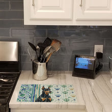 Load image into Gallery viewer, Doberman Pinscher Coastal Sea Glass Glass Cutting Board