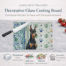 Load image into Gallery viewer, Doberman Pinscher Coastal Sea Glass Glass Cutting Board