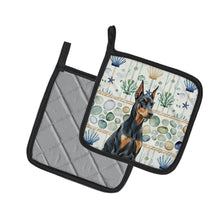 Load image into Gallery viewer, Doberman Pinscher Coastal Sea Glass Pair of Pot Holders
