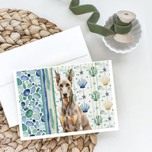 Load image into Gallery viewer, Fawn Doberman Pinscher Coastal Sea Glass Greeting Cards Pack of 8