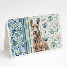 Load image into Gallery viewer, Fawn Doberman Pinscher Coastal Sea Glass Greeting Cards Pack of 8