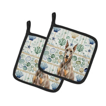 Load image into Gallery viewer, Fawn Doberman Pinscher Coastal Sea Glass Pair of Pot Holders