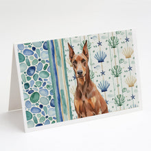 Load image into Gallery viewer, Red Doberman Pinscher Coastal Sea Glass Greeting Cards Pack of 8