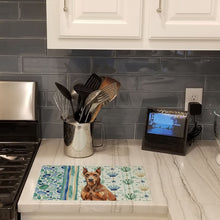 Load image into Gallery viewer, Red Doberman Pinscher Coastal Sea Glass Glass Cutting Board