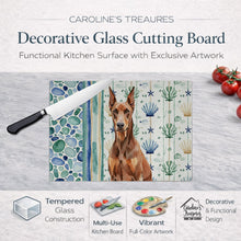 Load image into Gallery viewer, Red Doberman Pinscher Coastal Sea Glass Glass Cutting Board
