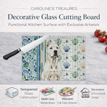 Load image into Gallery viewer, Dogo Argentino Coastal Sea Glass Glass Cutting Board