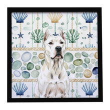 Load image into Gallery viewer, Dogo Argentino Coastal Sea Glass Framed Metal Print