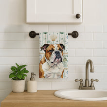 Load image into Gallery viewer, Brindle and White English Bulldog Coastal Sea Glass Kitchen Towel