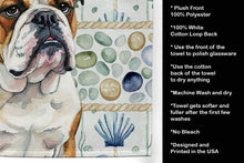 Load image into Gallery viewer, Brindle and White English Bulldog Coastal Sea Glass Kitchen Towel