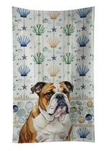 Load image into Gallery viewer, Brindle and White English Bulldog Coastal Sea Glass Kitchen Towel