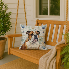 Load image into Gallery viewer, Brindle and White English Bulldog Coastal Sea Glass Throw Pillow