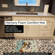 Load image into Gallery viewer, Brindle and White English Bulldog Coastal Sea Glass Memory Foam Kitchen Mat