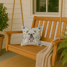 Load image into Gallery viewer, White English Bulldog Coastal Sea Glass Throw Pillow