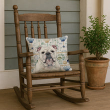Load image into Gallery viewer, White English Bulldog Coastal Sea Glass Throw Pillow