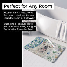 Load image into Gallery viewer, White English Bulldog Coastal Sea Glass Memory Foam Kitchen Mat