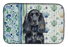 Load image into Gallery viewer, Black English Cocker Spaniel Coastal Sea Glass Dish Drying Mat