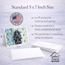 Load image into Gallery viewer, Black English Cocker Spaniel Coastal Sea Glass Greeting Cards Pack of 8