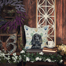 Load image into Gallery viewer, Black English Cocker Spaniel Coastal Sea Glass Throw Pillow