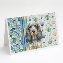Load image into Gallery viewer, Blue Roan &amp; Tan English Cocker Spaniel Coastal Sea Glass Greeting Cards Pack of 8