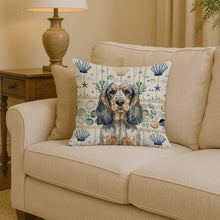 Load image into Gallery viewer, Blue Roan &amp; Tan English Cocker Spaniel Coastal Sea Glass Throw Pillow