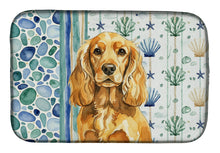 Load image into Gallery viewer, Golden English Cocker Spaniel Coastal Sea Glass Dish Drying Mat