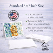 Load image into Gallery viewer, Golden English Cocker Spaniel Coastal Sea Glass Greeting Cards Pack of 8
