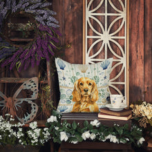 Load image into Gallery viewer, Golden English Cocker Spaniel Coastal Sea Glass Throw Pillow