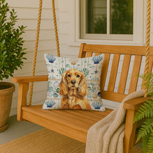 Load image into Gallery viewer, Golden English Cocker Spaniel Coastal Sea Glass Throw Pillow