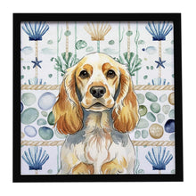 Load image into Gallery viewer, Lemon Roan English Cocker Spaniel Coastal Sea Glass Framed Metal Print