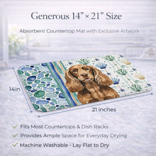 Load image into Gallery viewer, Liver English Cocker Spaniel Coastal Sea Glass Dish Drying Mat